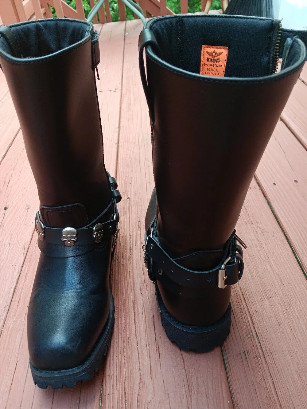 Men's Black Leather Harley-Davidson Mid Calf Boots